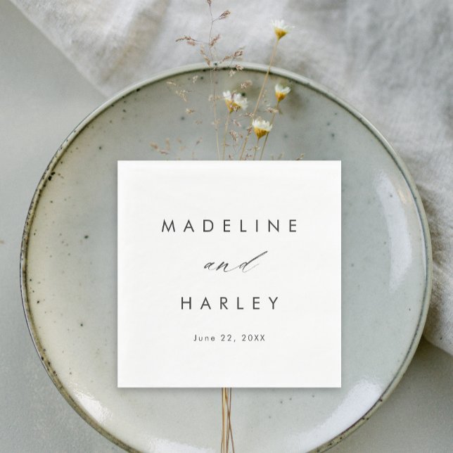 Modern Black and White Script Wedding Napkins (Creator Uploaded)