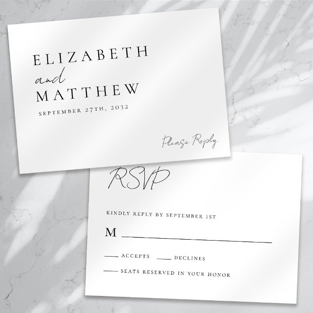 Modern Black And White Script Wedding RSVP Card (Creator Uploaded)