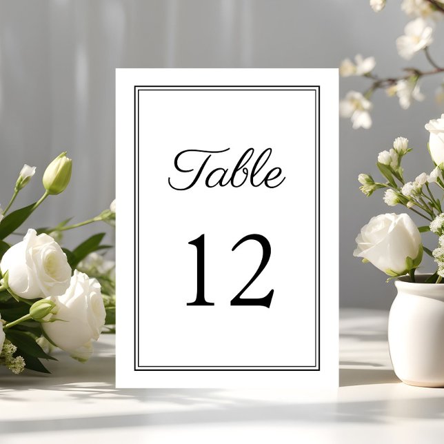 Modern Black And White Script Wedding Table Number (Modern Black And White Script Wedding Table Number)