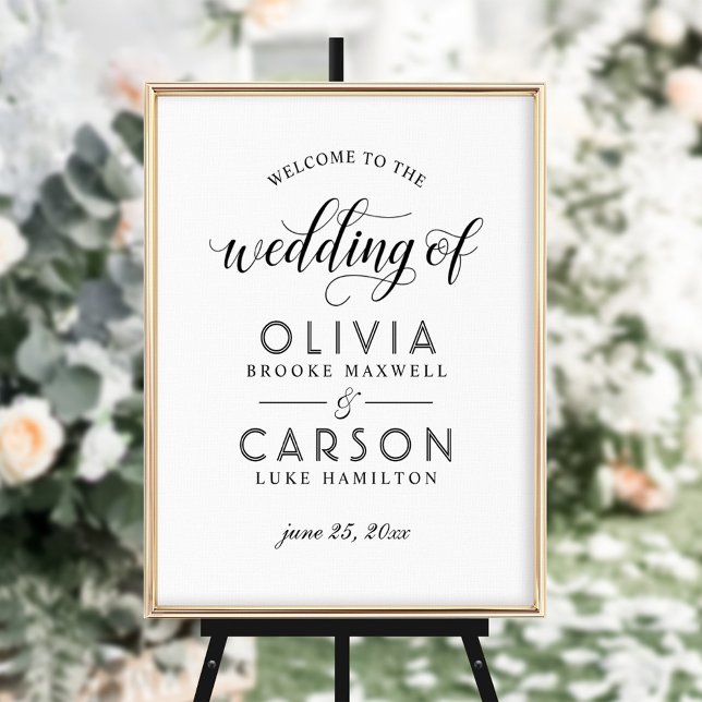 Modern Black and White Script Wedding Welcome Poster (Creator Uploaded)