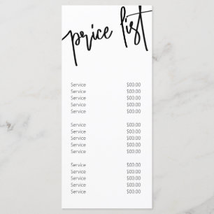 Modern Black and White Service Price Menu