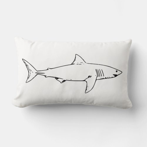 Modern Black and White Shark Drawing Cushion