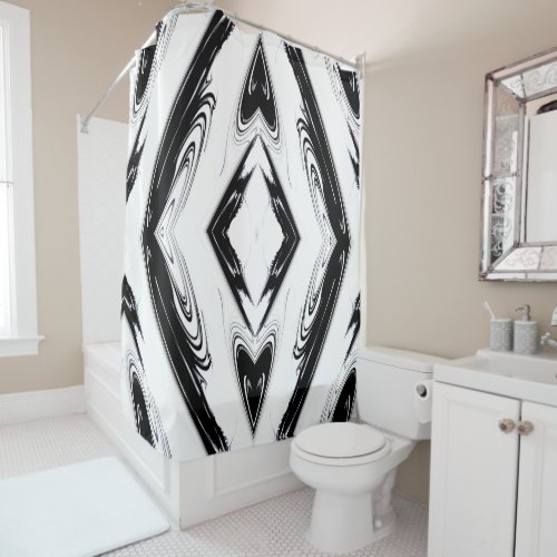 Modern Black and White Shower Curtain