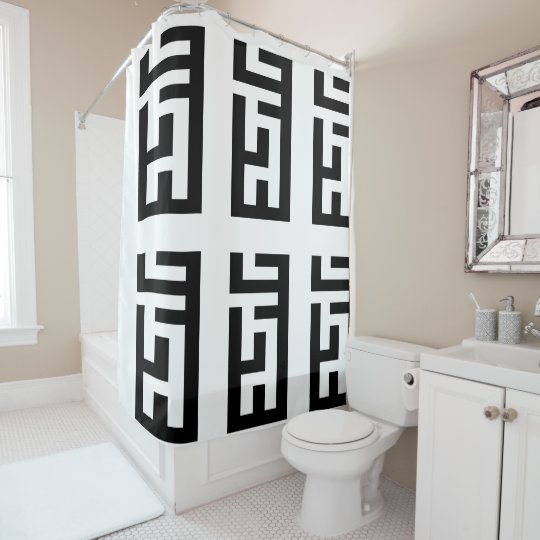 Modern Black and White Shower Curtain