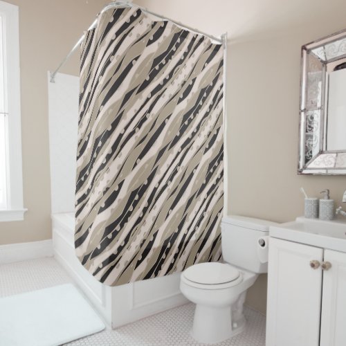 Modern Black And White Shower Curtain For Bathroom