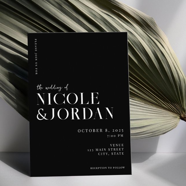 Modern Black and White Simple Chic Wedding Invitation (Creator Uploaded)