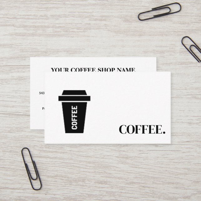 Modern Black and White Simple Coffee Loyalty Business Card (Front/Back In Situ)