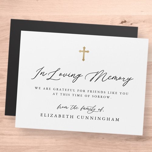 Modern Black and White Simple Faux Cross Memorial