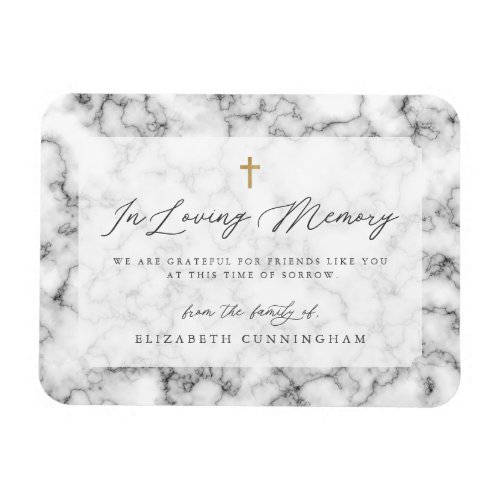Modern Black and White Simple Faux Cross Memorial Magnet