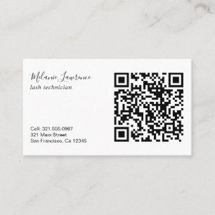 Modern Black and White Simple Logo QR Code Business Card