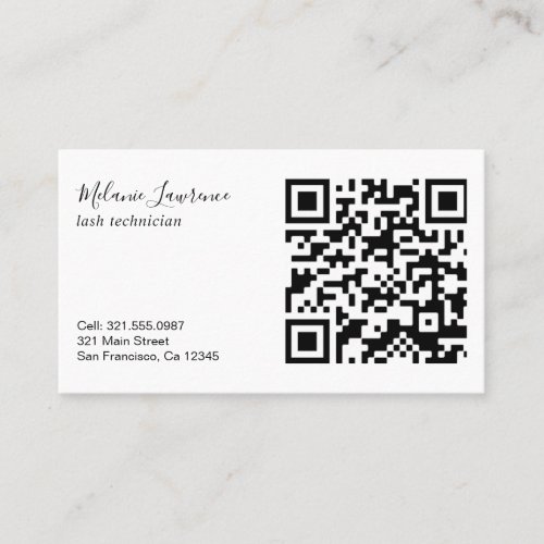 Modern Black and White Simple Logo QR Code Business Card