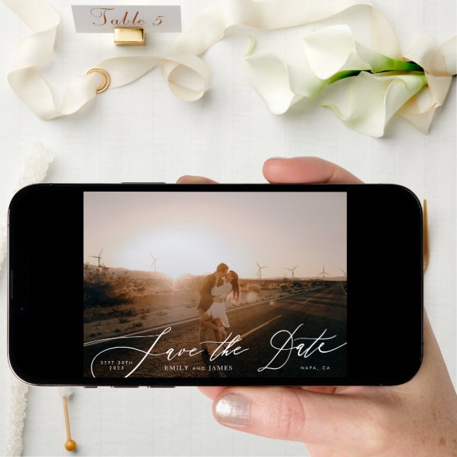 Modern Black and White Simple Photo The Wedding Save The Date (Front Digital)