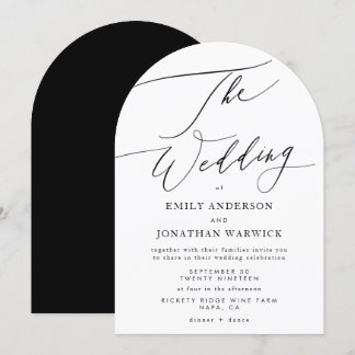 Modern Black and White Simple Wedding Arch Invitation