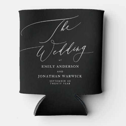 Modern Black and White Simple Wedding Can Cooler