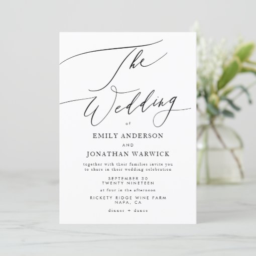 Modern Black And White Simple Wedding Invitation 