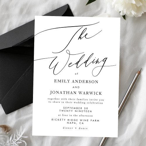 Modern Black and White Simple Wedding Invitation