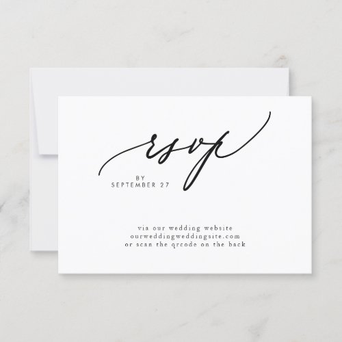 Modern Black and White Simple Wedding QR CODE RSVP Card