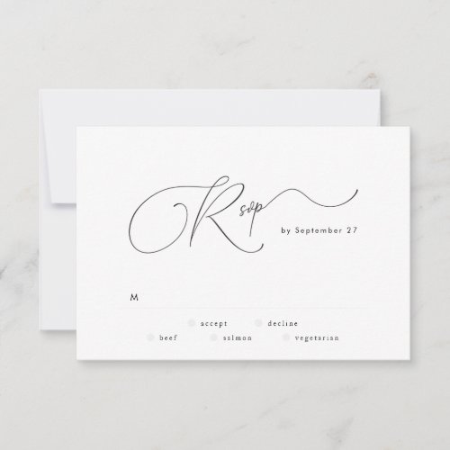 Modern Black and White Simple Wedding RSVP Card