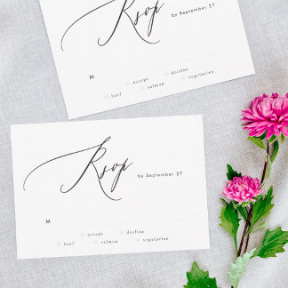 Modern Black and White Simple Wedding RSVP Card