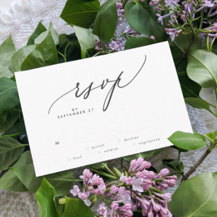 Modern Black and White Simple Wedding RSVP Card