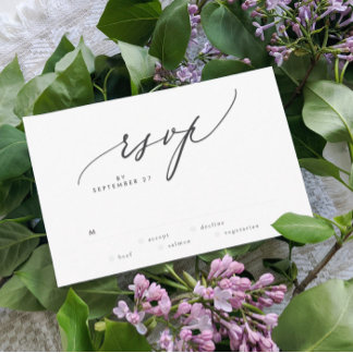 Modern Black and White Simple Wedding RSVP Card