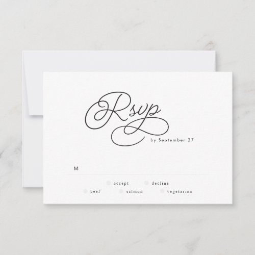 Modern Black and White Simple Wedding RSVP Card