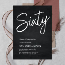 Modern Black and White Sixty 60th Birthday Party