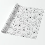 Modern Black and White Sketched Floral Wrapping Paper<br><div class="desc">Elegant Floral Bohemian Style Wrapping Paper roll is great for wedding gifts and favors and for holiday gifts. Monochrome sketched flowers looks really stylish.</div>