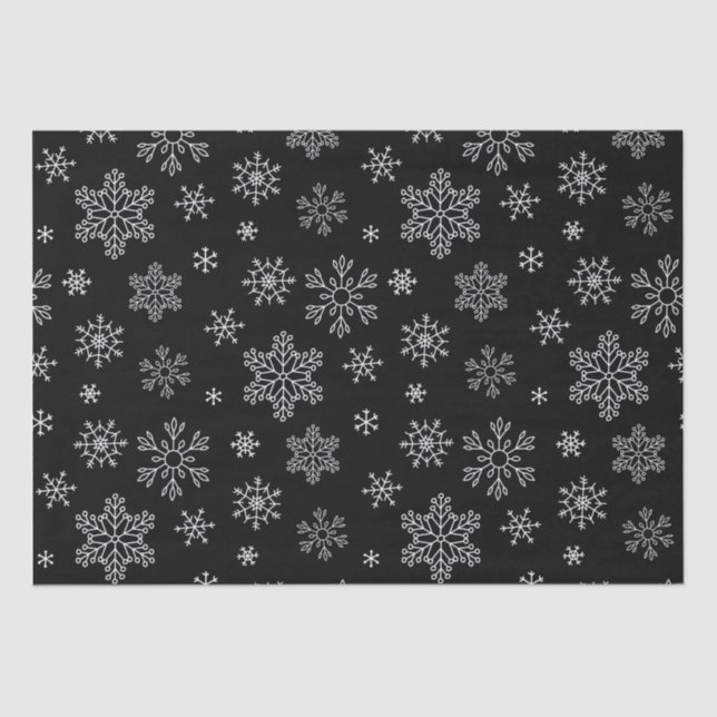 Modern Black and White Snowflake Pattern Tissue  Tissue Paper (Front)