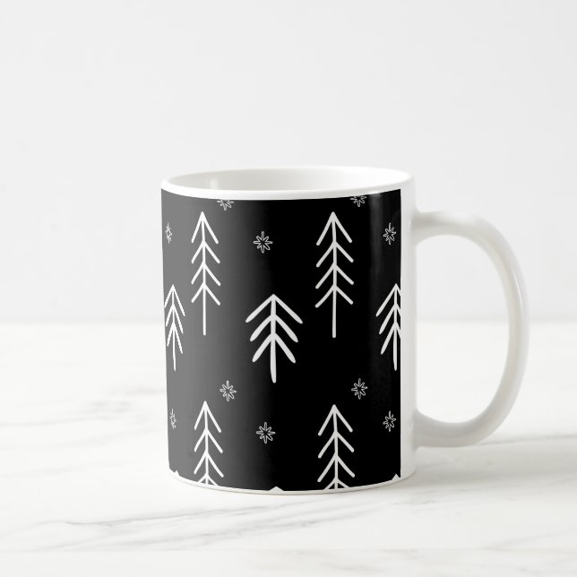 Modern Black and White Snowflakes Pattern Coffee M Mug (Right)