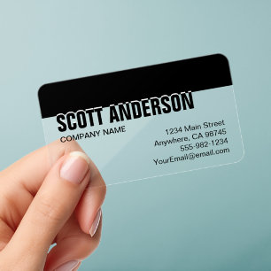 Modern Black and White Social Media Clear Business Cards