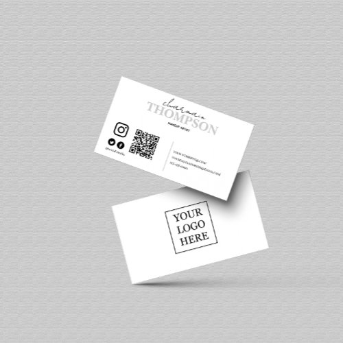 Modern Black and White Social Media Icon QR code Business Card