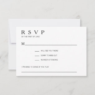 Modern Black and White Song Request Wedding RSVP Card