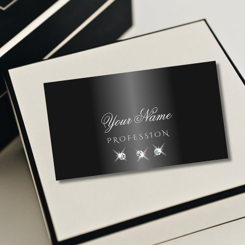 Modern Black and White Sparkling Diamonds Stylish Business Card