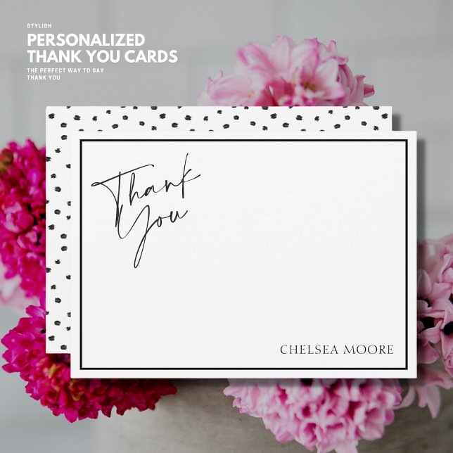 Modern Black and White Spot Flat Thank You Card (Creator Uploaded)