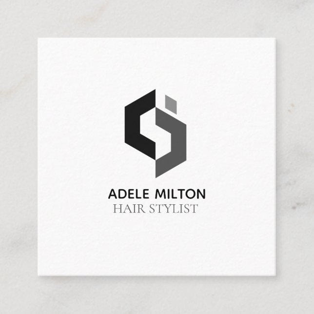 Modern Black and White Square Business Card (Front)
