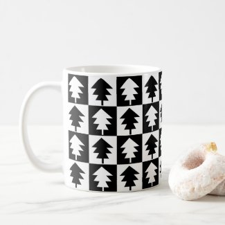 Modern Black and White Square Christmas Tree