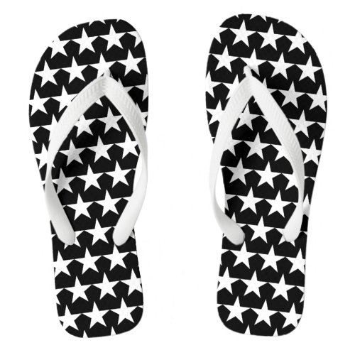 Modern black and white stars pattern fun cute flip flops