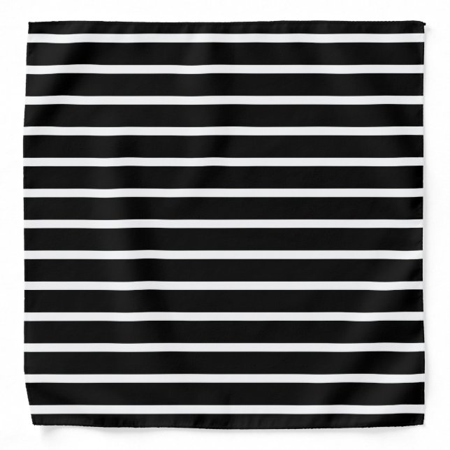 Modern Black and White Stripe  Bandana (Front)