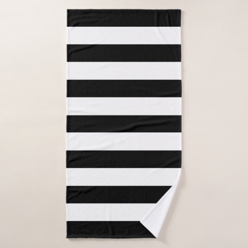 Modern Black and White Stripe Bath Towel