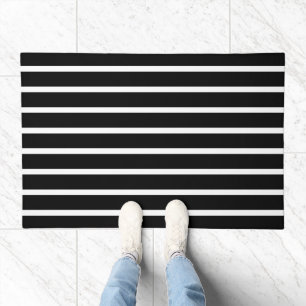 Modern Black and White Stripe  Doormat
