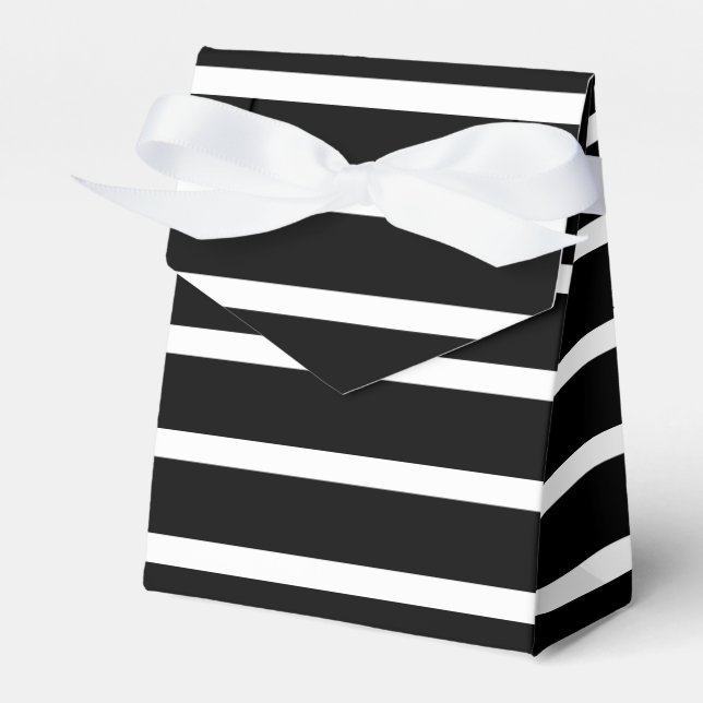 Modern Black and White Stripe  Favor Boxes (Front Side)