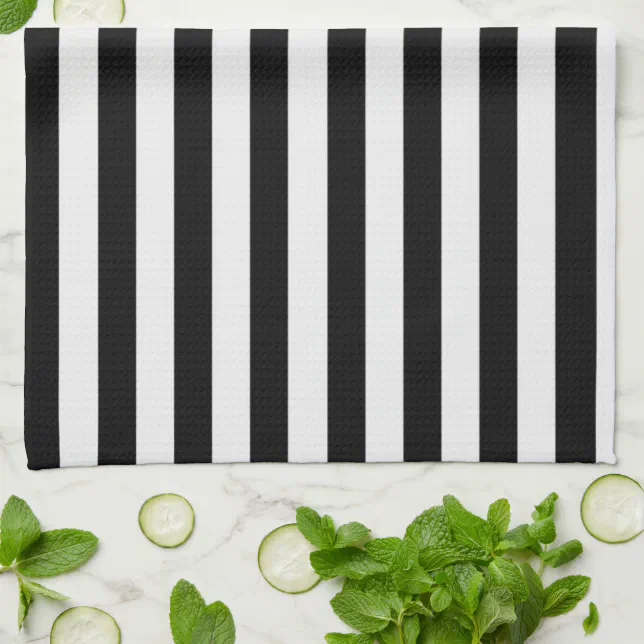 Modern Black and White Stripe Kitchen Towel | Zazzle