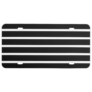 Modern Black and White Stripe License Plate