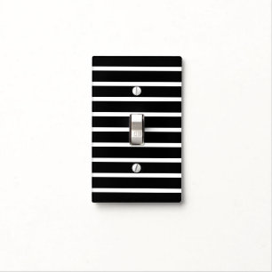 Modern Black and White Stripe  Light Switch Cover