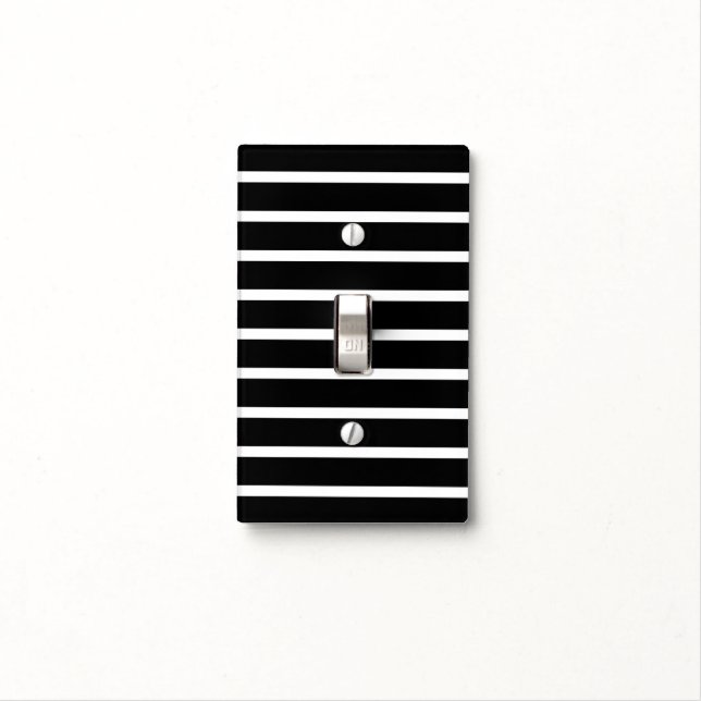 Modern Black and White Stripe  Light Switch Cover (In Situ)
