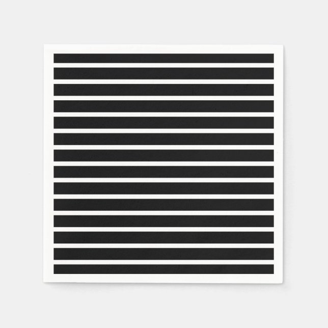 Modern Black and White Stripe  Napkins (Front)