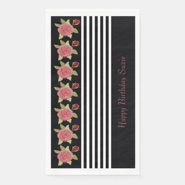 Modern Black And White Stripe Paper Guest Towels (Front)