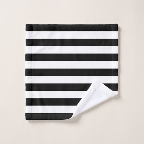 Modern Black and White Stripe Wash Cloth