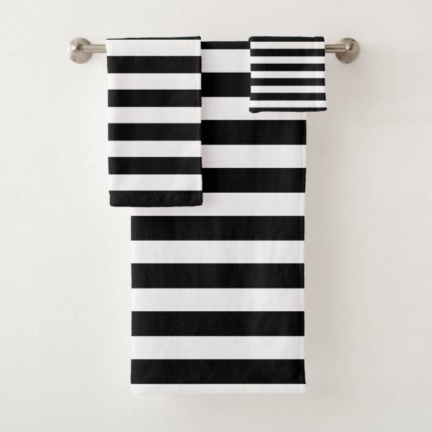 White Striped Bath Towel Set 